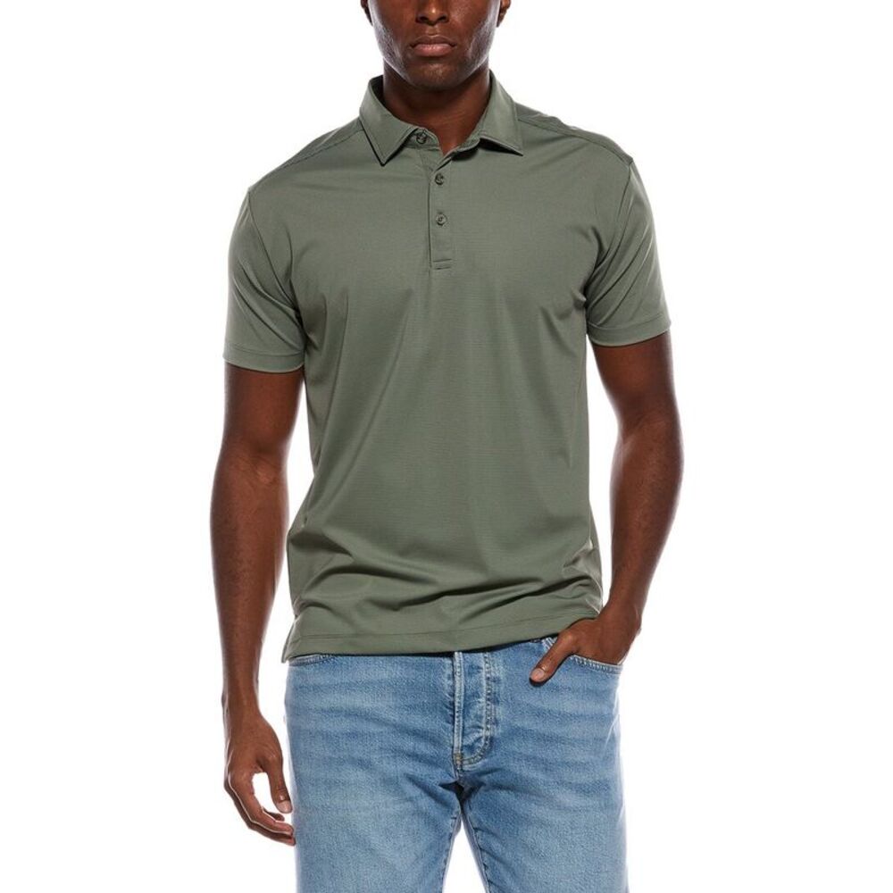 Vintage 1946 Mens Pinweave Hybrid Stripe Polo Shirt, Green